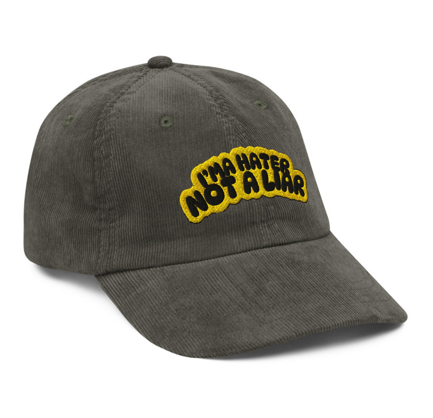 Embroidered Hater/Liar - Inverted Bubble - Cord Dad Hats