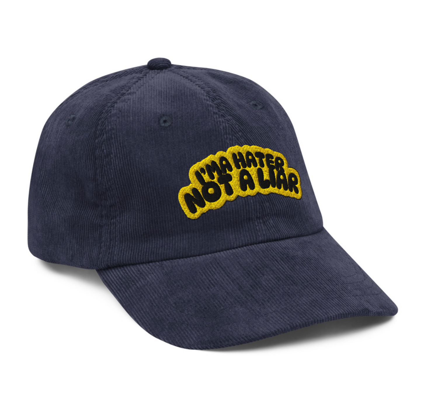 Embroidered Hater/Liar - Inverted Bubble - Cord Dad Hats