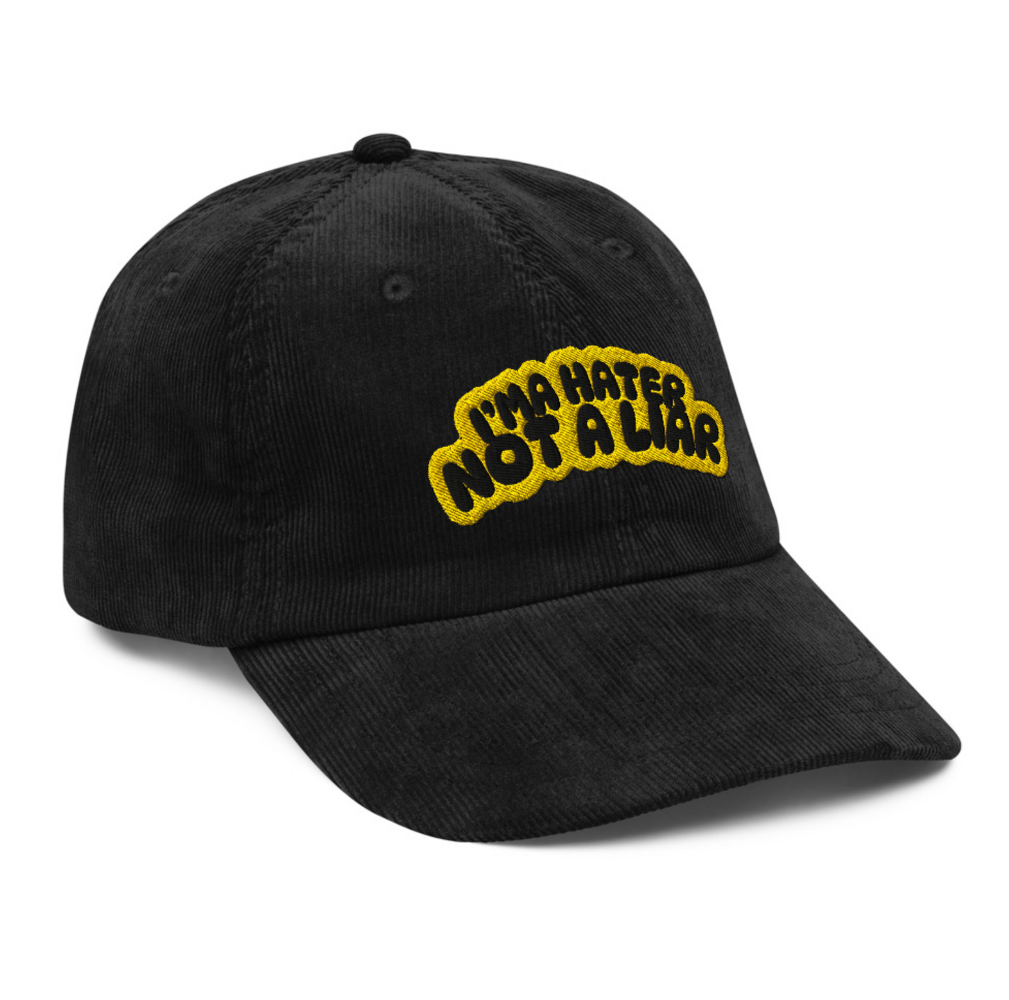 Embroidered Hater/Liar - Inverted Bubble - Cord Dad Hats