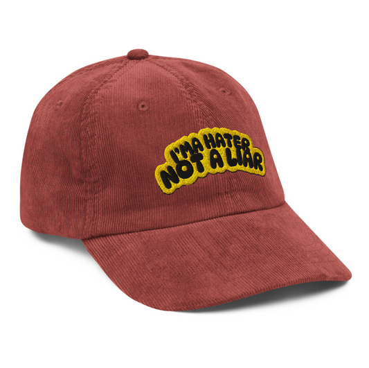 Embroidered  Hater/Liar - Inverted Bubble - Cord Dad Hats